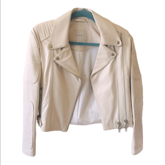 Michelle Mason Cream Lambskin Motorcycle Jacket - Picture 1 of 10